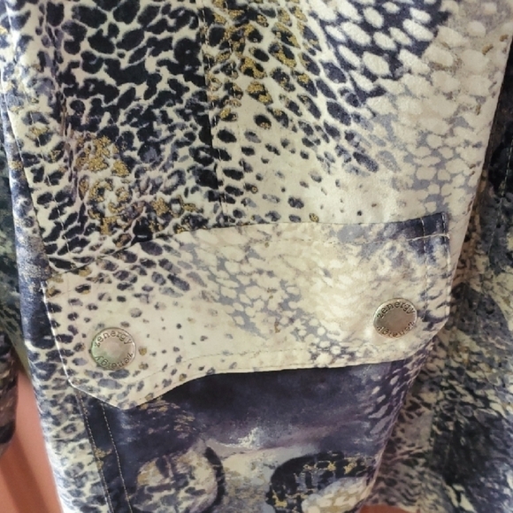 Chico's Blue Utility Jacket with Versatile Designgold Mettalic Accents - Picture 7 of 15